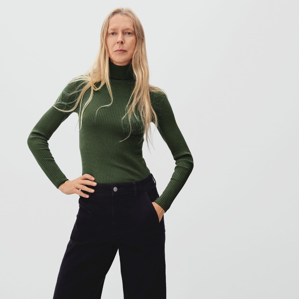 Everlane The Italian Merino Rib Turtleneck Grey Base - Size S